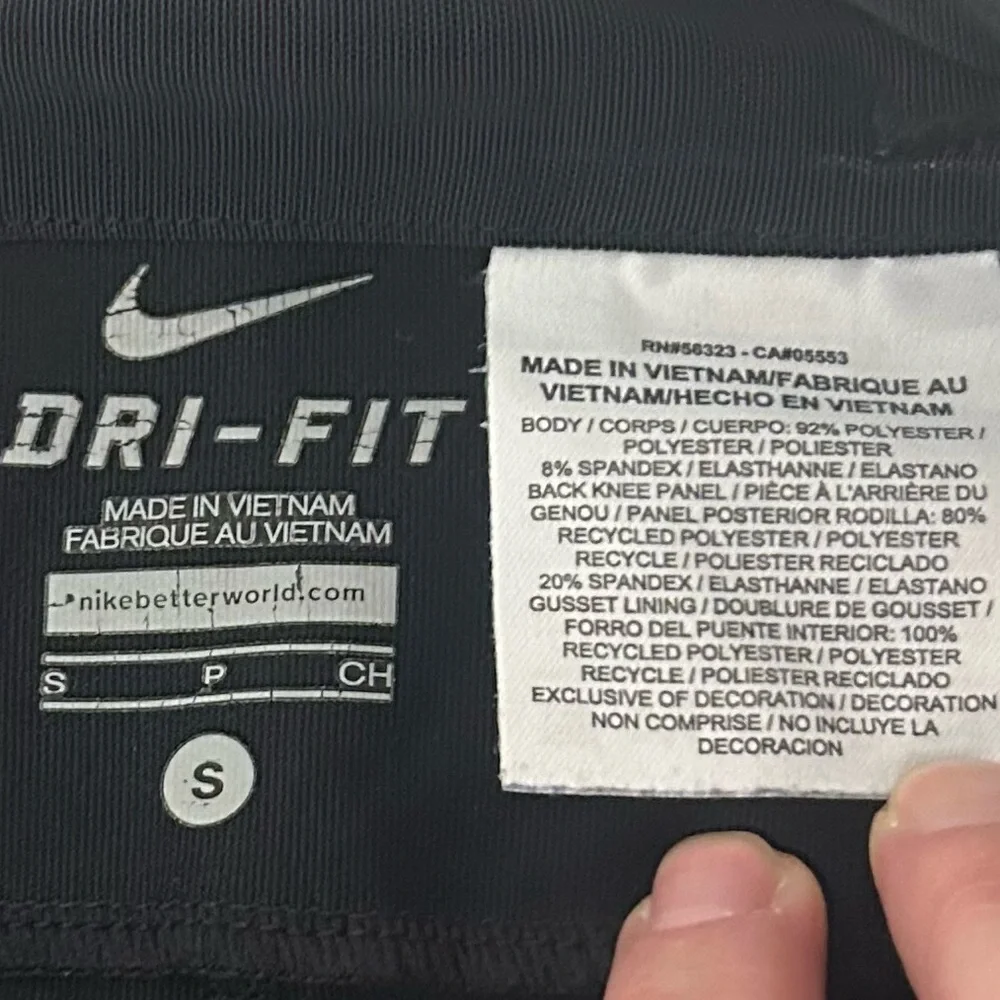 Nike Dri-Fit Black Capris Workout Leggings Back Zip Pocket Sz S EUC Athletic Gym